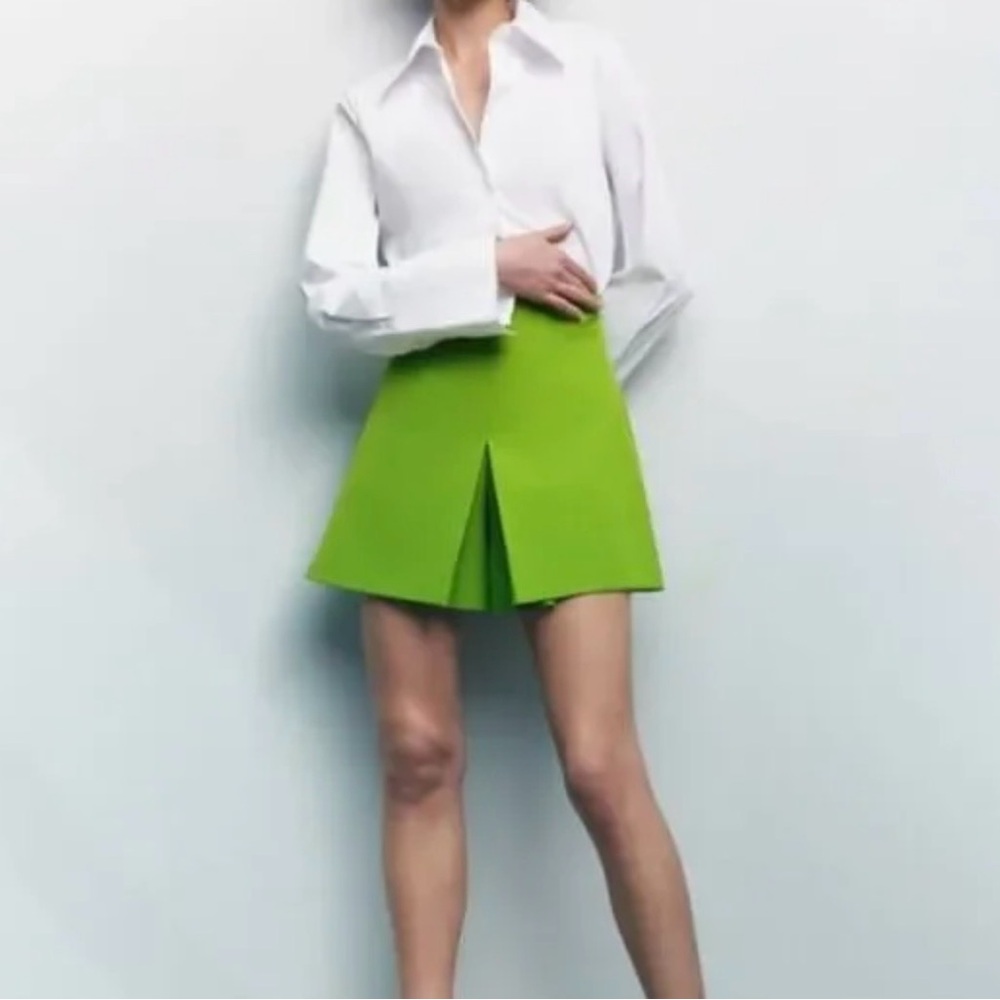 Zara Lime High-Waisted Shorts
